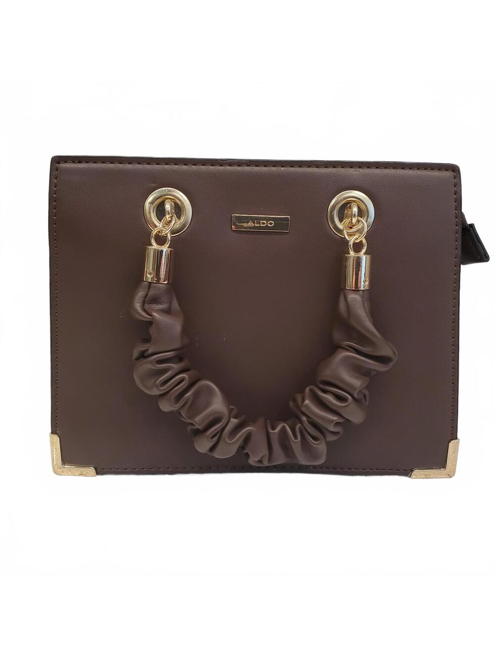 ALDO Bilithax Top Handle Bag Brown Structured Top Gold Hardware Handbag - Picture 2 of 16